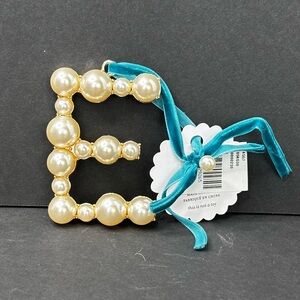 Anthropologie Pearl Monogram Ornament Christmas letter E New With Tag